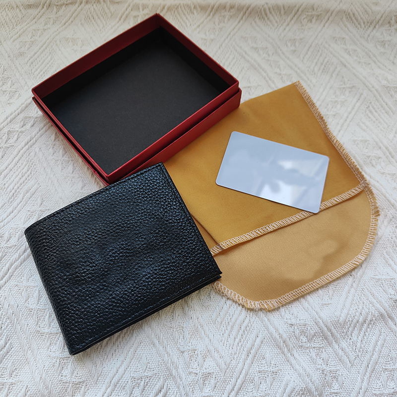 

Luxury wallet business bank card clip lychee grain cowhide designer handbag women cardholder change bag slim briefcase thin double fold portfolio with box