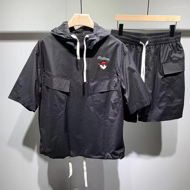 Men's Tracksuits Golf Clothes Men's 2-piece Summer Malbon T-shirt Utah Shorts Suit Hooded