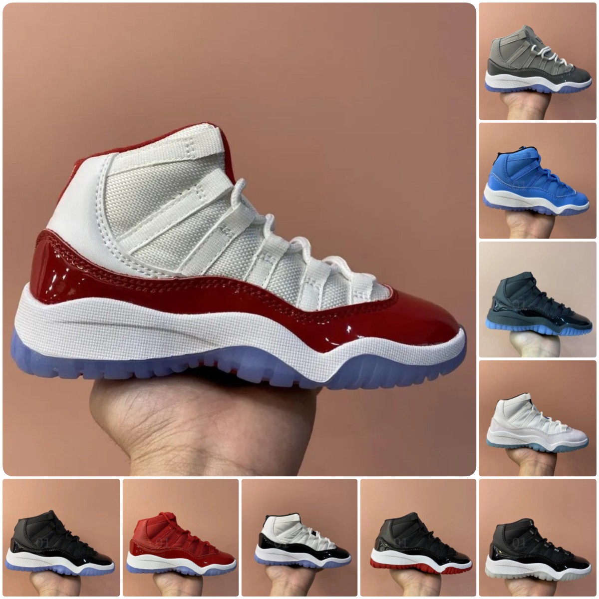 

designer children air jumpman basketball kids shoes baby 11 11s XI Cherry Bred Cool Grey Concord Unc Win Like for toddler sneakers fashion tennis running shoes 24-36, Colo 10