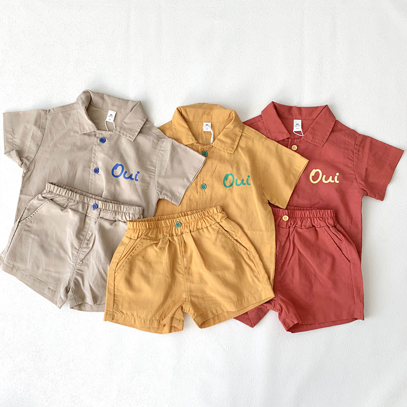 Ensembles de vêtements pour enfants xxx garçons et filles vêtements à manches courtes polo pantalon enfants 2pcs costume coton été bébé tenue 230
