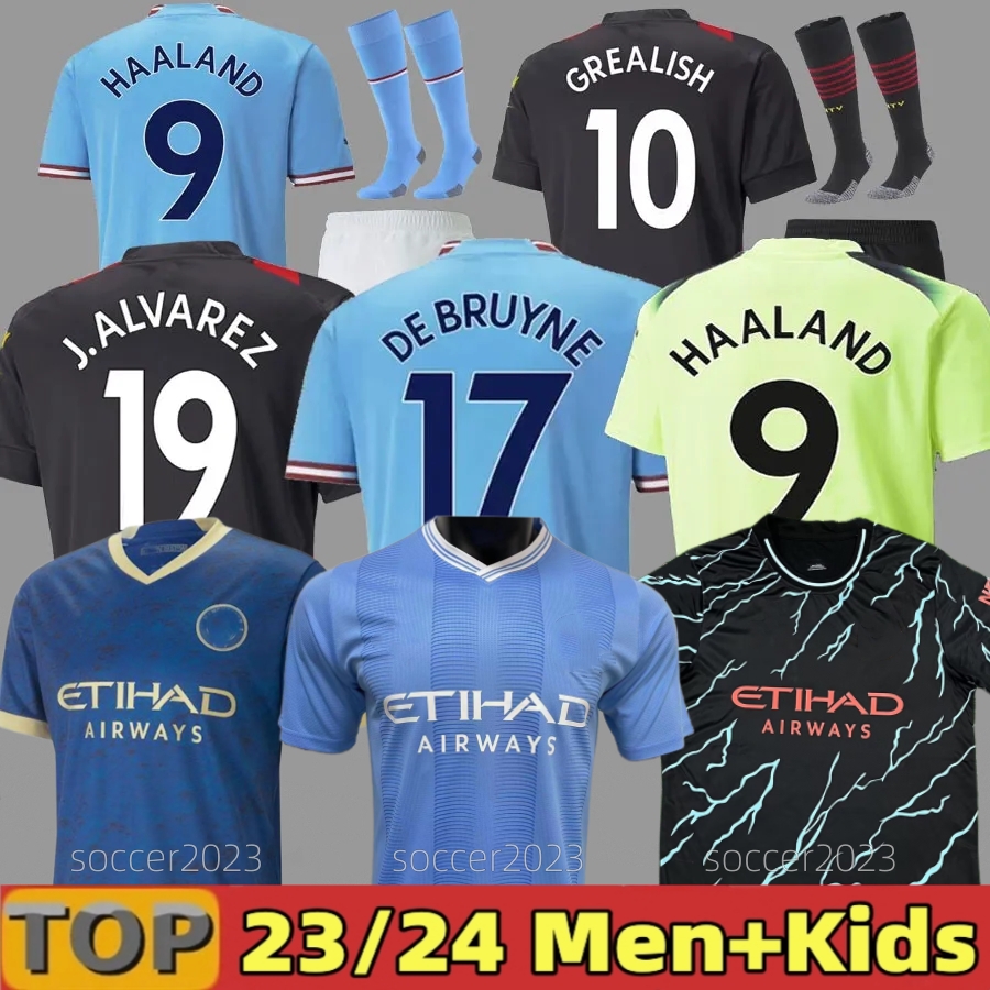 

XXXL 4XL 2023 2024 HAALAND soccer jerseys GREALISH STERLING Manchester MAHREZ fans version DE BRUYNE FODEN 22 23 24 city football shirt kids kit sets uniform, 22 23 third adult epl