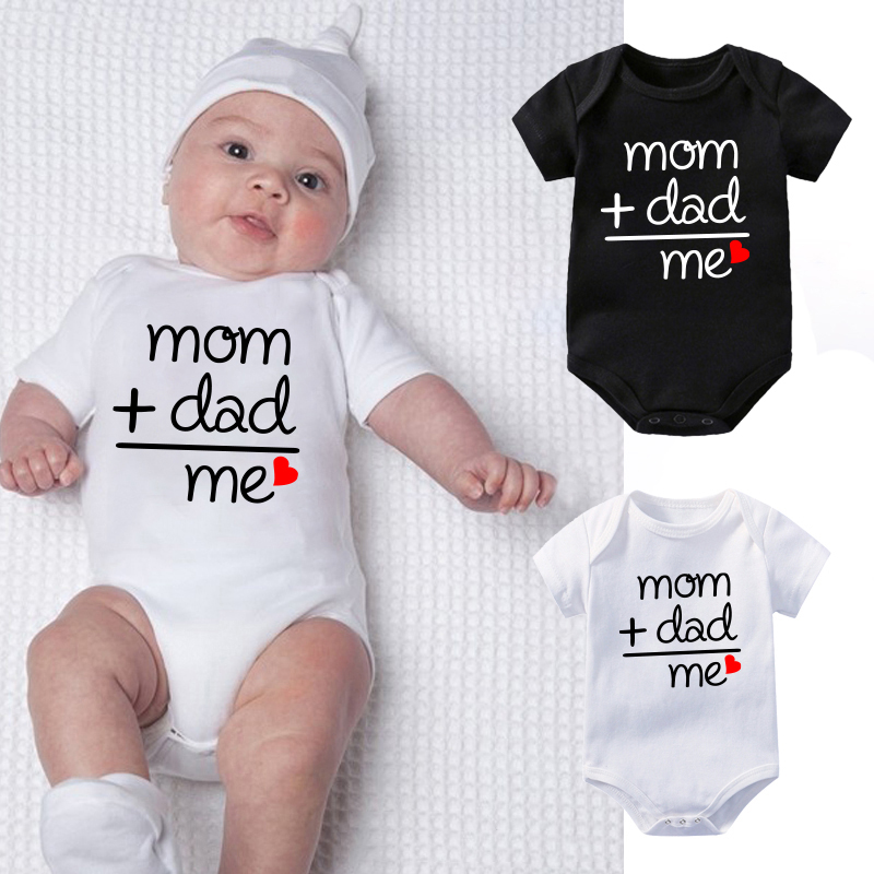 

Wholesale Toddler baby girl clothes bodysuit romper MAMA AND DAD ME LOVE Print newborn baby girl Cotton Jumpsuits Outfits clothes 0, -black