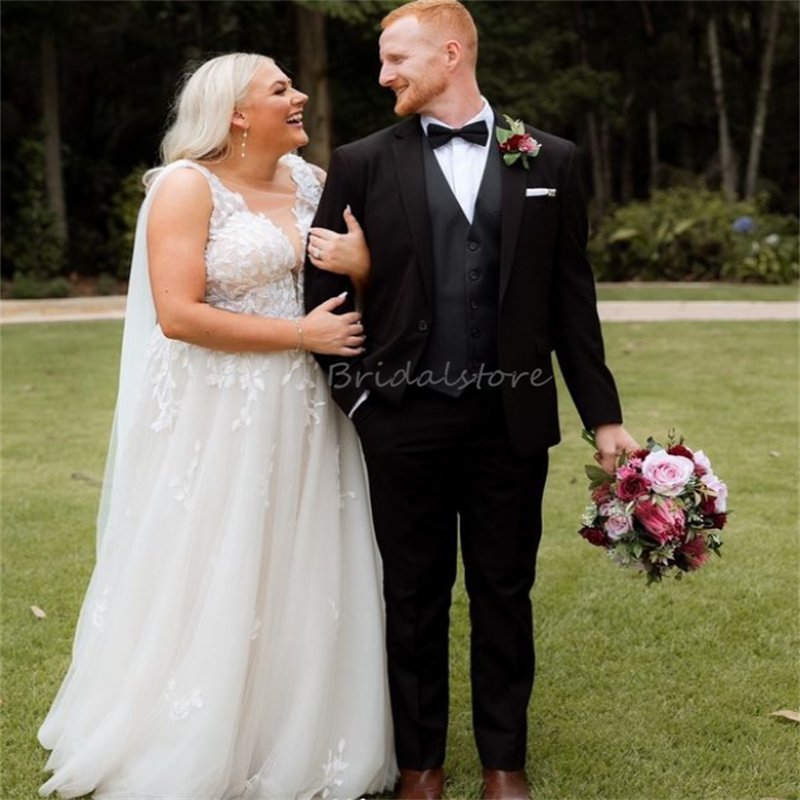 Plus Size Boho Wedding Dress Hippies A Line Tulle Lace Bohemain Civil Bride Dresses 2023 Garden Beach Romantic Korean Bridal robe de mariee Stunn