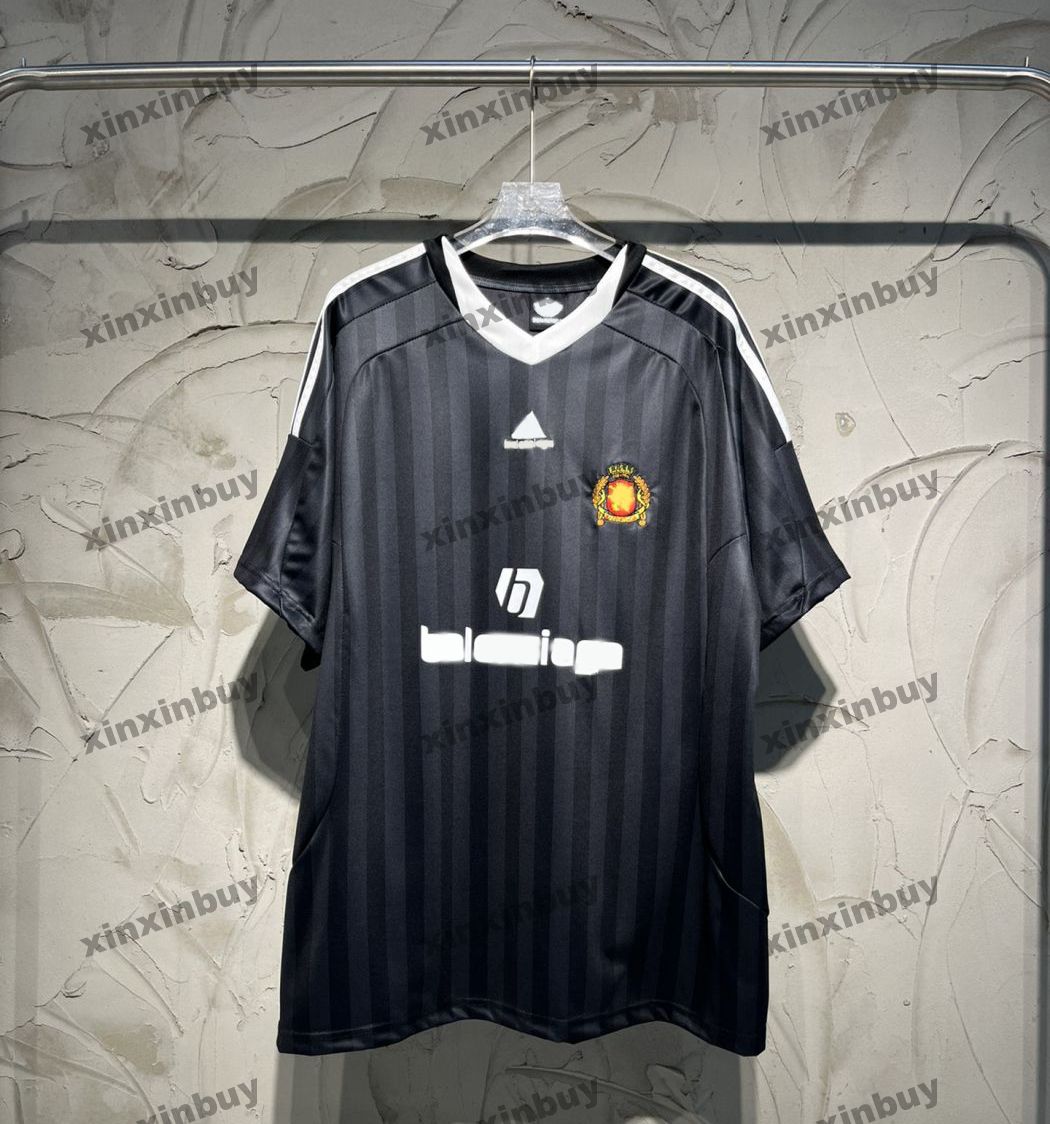 

xinxinbuy Men designer Tee t shirt 23ss football letter embroidery stripe short sleeve cotton women Gray black XS-L, Multi