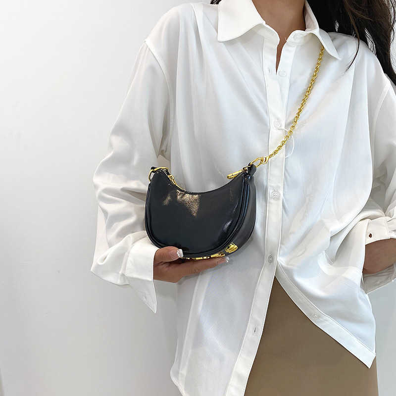 

50% OFF 2023 Fashion handbag Moon Women's Summer New Silver Underarm Simple Fashionable Beautiful Versatile One Shoulder Diagonal Straddle Chain Bag, Golden