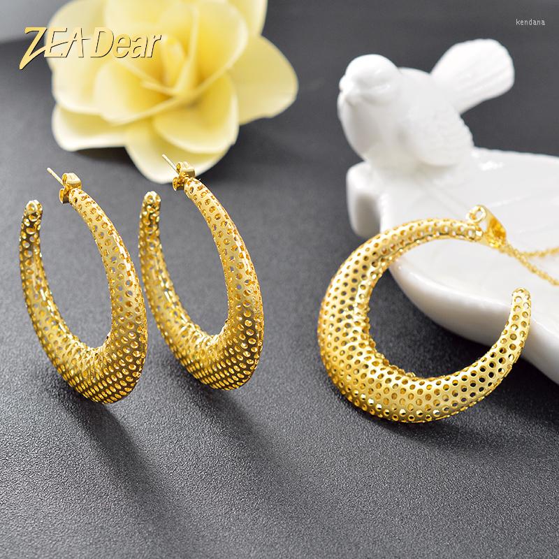 

Necklace Earrings Set ZEA Dear Jewelry Classic Big Round For Women Pendant Dubai Fashion Findings Wedding, Picture shown
