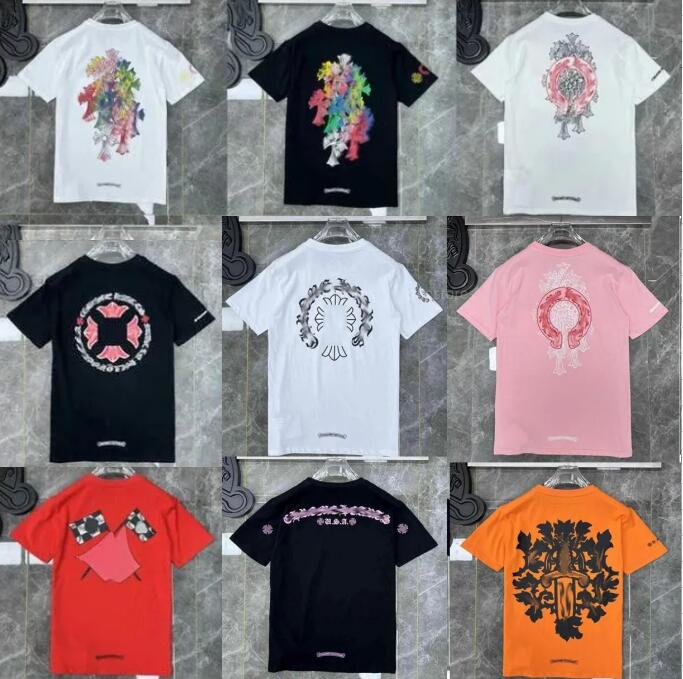 

Men's T-shirts Luxury Classic Womens t Shirts Ch Brand Fashion Men Sanskrit T-shirt Horseshoe Heart Cross Designer Tshirts Man Hip Hop Chromes Hearts Black WHITE pink, Customize