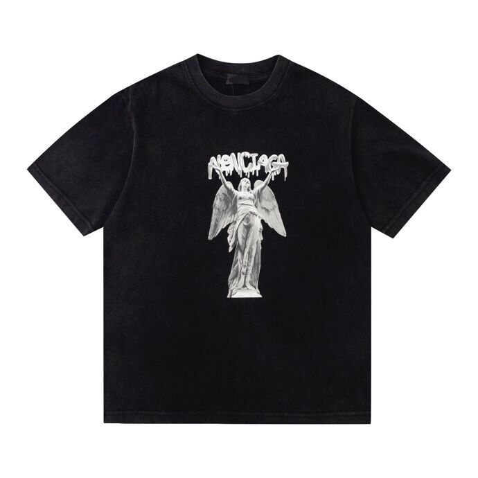 

2023ss spring and summer trend fashion short-sleeved T-shirt high quality jacquard loose casual women's men's black white u87s34