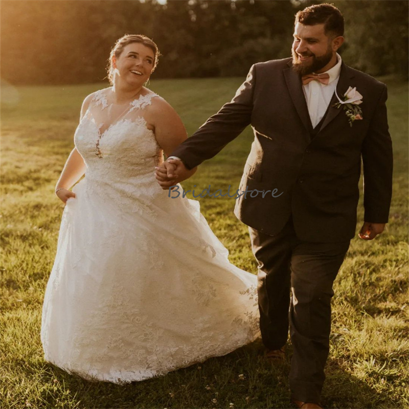 Stunning Plus Size Boho Wedding Dress 2023 A Line Floor Length Tulle Beach Bride Robes Elegaant Outdoor Garden Country Bridal vestidos de novia robe