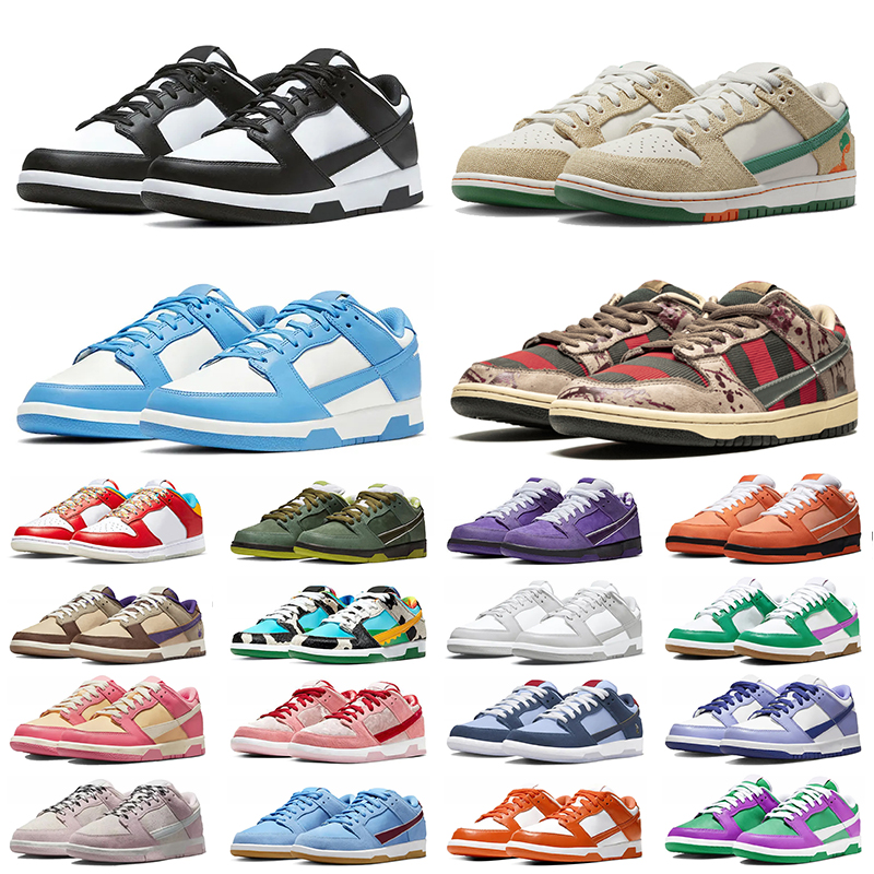 

2023 Women Men Running Shoes Low Panda Jarritos Freddy Krueger Coast UNC Grey Fog OG Lows Top Sneakers Triple Pink AE86 Purple Orange Lobster Strangelove Trainers, A45 barber shop grey 36-45