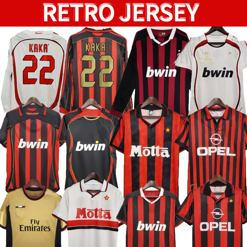 

KAKA 90 91 Retro SOCCER JERSEYS home shirts 96 97 Gullit 02 03 04 Maldini Van Basten football RONALDO Inzaghi AC 06 07 09 10 SHEVCHENKO MILAN, 96 97 home