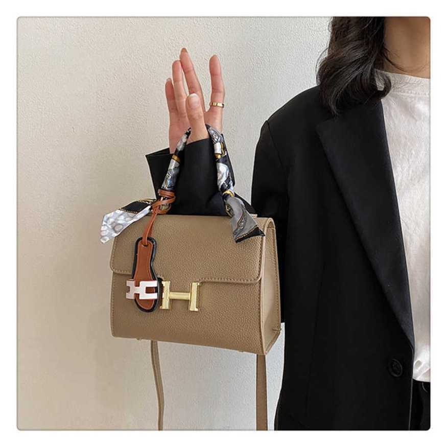 

21% OFF 2023 handbag French Style Small Square New Fashion Trend One Shoulder Crossbody Handheld Bag for Women, White with pendant