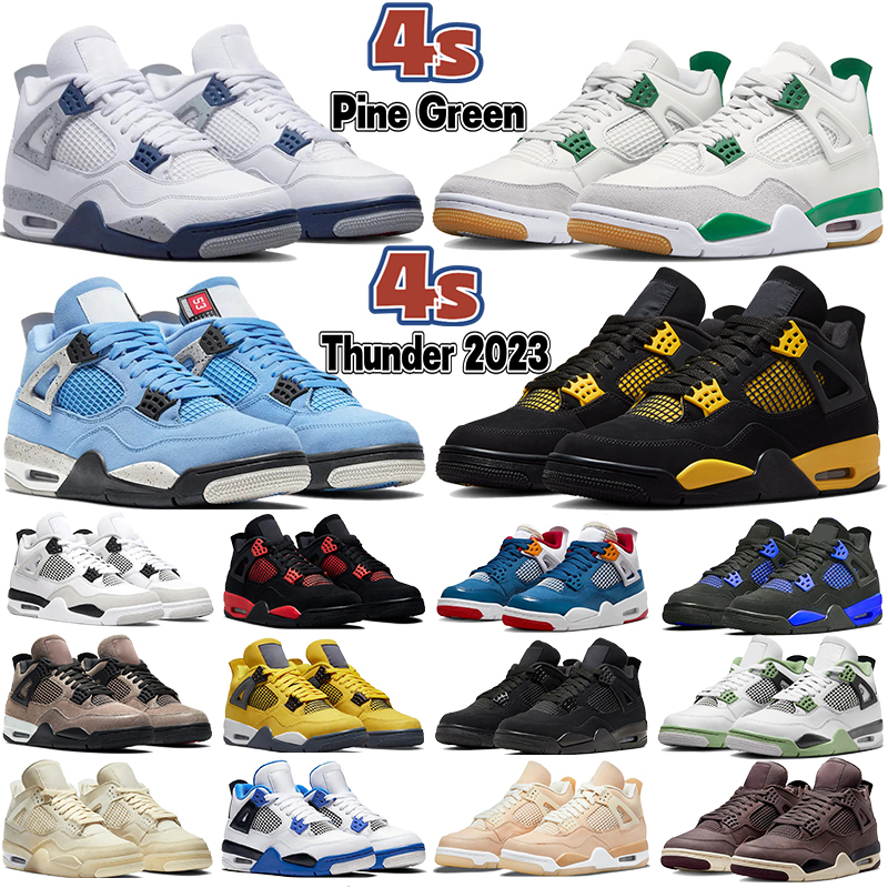 

New Jumpman 4 4s basketball shoes Thunder pine green Military Black midnight navy seafoam university blue black cat Taupe Haze messy room men women sports sneakers, 27 rapotors