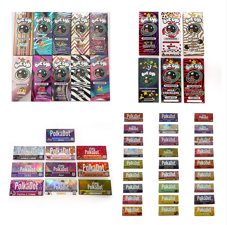 

Polkadot One up Chocolate Bar Package Boxes Mushroom Chocolates Bars Packing Box Pack pomegranate coconut wholesale