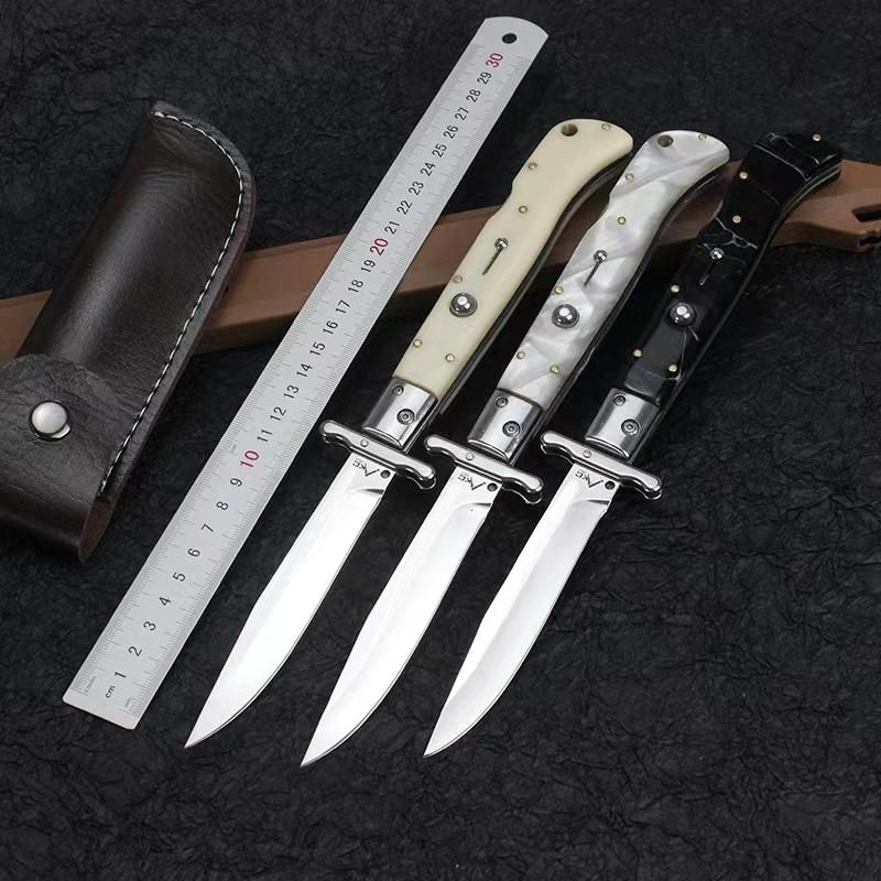 

NEW 11" (28cm) Italian Gambler's Mafia Quick Auto Open Folding Knife Acrylic handle camping hiking outdoor equipment EDC Pocket knives Collection