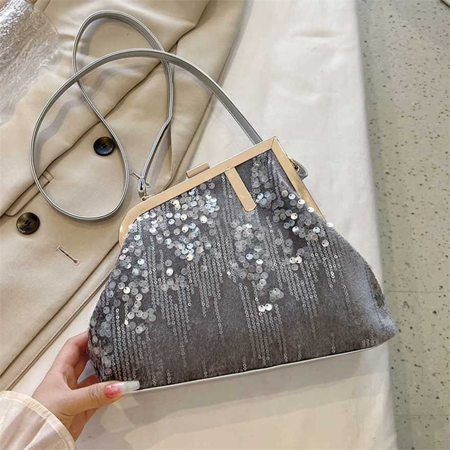 

19% OFF 2023 Fashion hand Fashionable and atmospheric banquet sequin urban elegant one shoulder diagonal cross niche design trendy women's bag, Blue11