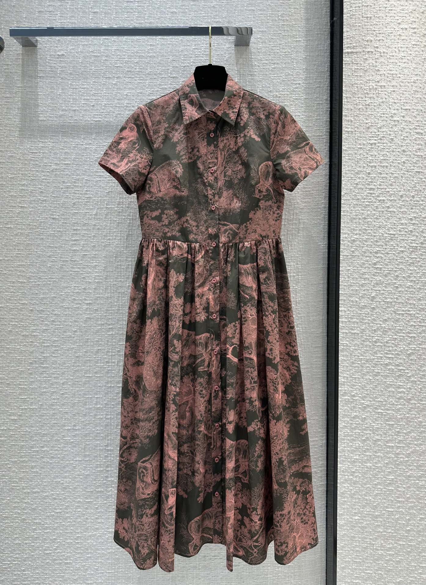 

2023 Summer Autumn Short Sleeve O Neck Print Fashion Milan Runway Designer Dress Brand Same Style Dress 0511-6, Picture color