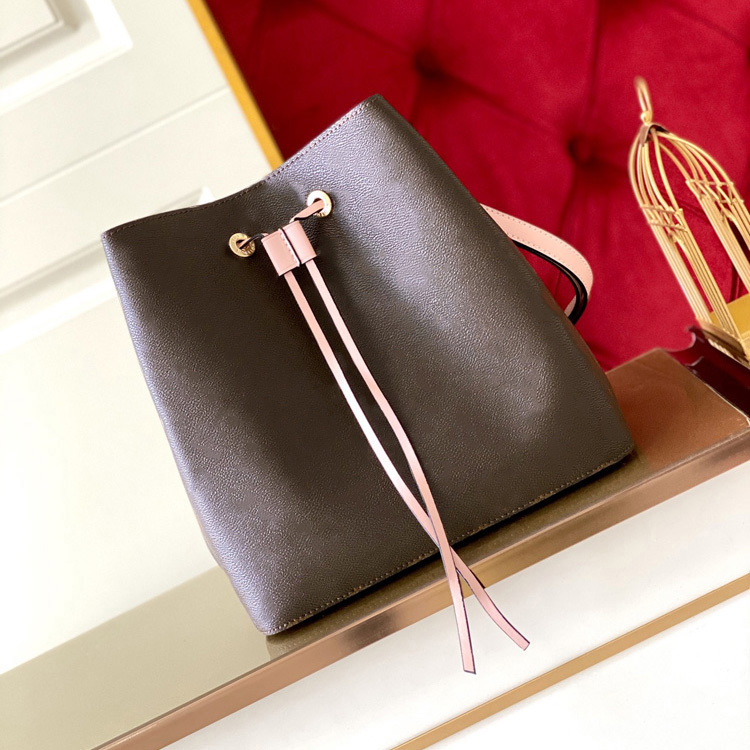 

Designer Bucket Bags Neonoe Brown Flower Shoulder bags ladies Leather Classic crossbody bag Messenger Womens Handbags Purse Tote 05, #2 brown grid + red belt