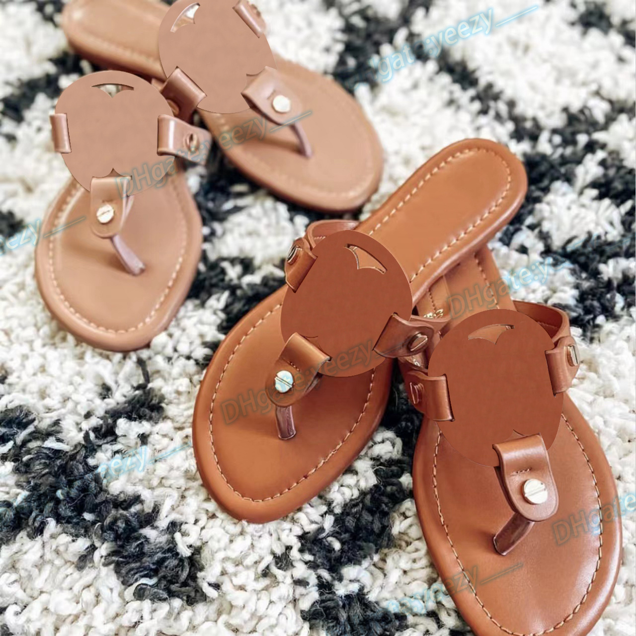 

thong sandal luxury shoe designer woman MILLER SOFT leather slipper classic calfskin summer with box man slide comfort rubber sole flip flop, #12-patent leather