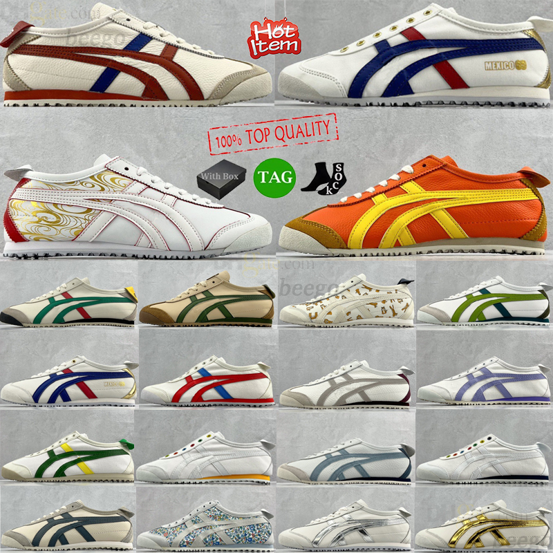 

Onitsukas Tigers Casual Shoes Running Shoes Summer Canvas Series MEXICO 66 DELUXE mens womens Latex Combination Insole Parchment Midsole Slip-on Lazy Training, #18