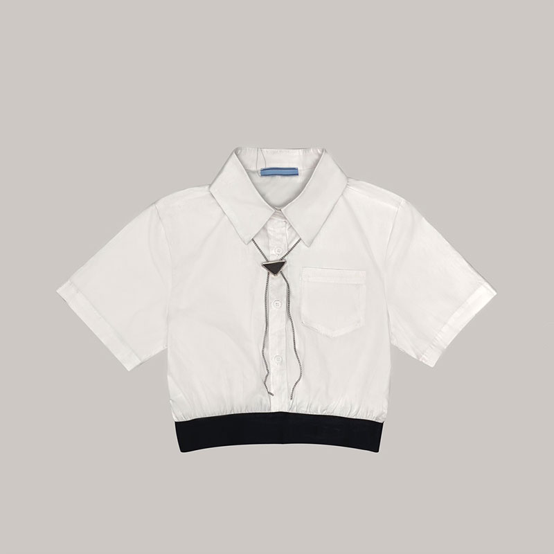 

Womens t shirt Blouses P Stylist Tees Knits 23SS Fashion Casual Tees Short Tops Style Slim Tees Casual Tops Women Clothing -L, White