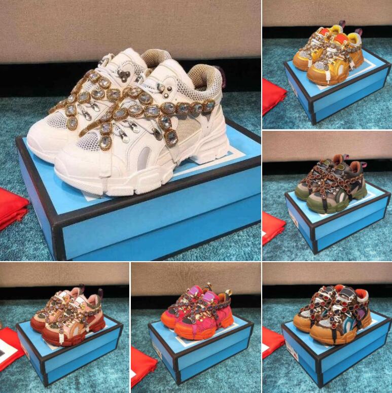

Designer Flashtrek Sneakers Thick Bottom Casual Shoes Fashion Gem Chain Mesh Shoe Luxury Trainer Sneaker with box size 35-46