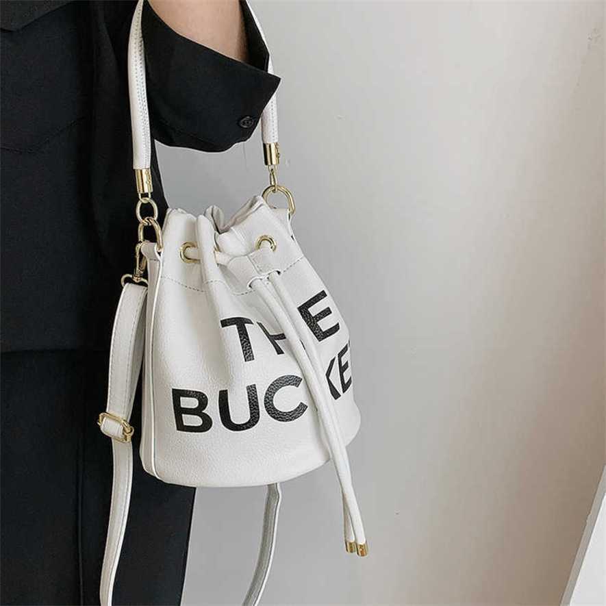 

13% OFF 2023 handbag Autumn/Winter Textured One Shoulder Crossbody Women's Handheld Fashion Letter Bucket Bag New Trend, White10