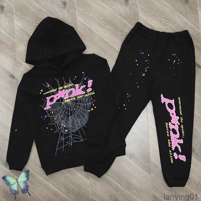 

Men's Hoodies Sweatshirts Black Brown Spider Hoodie Sweatshirt Real Photo Tracksuit Web Pullovers Sp5der 555555 Sweatpants Set, 16