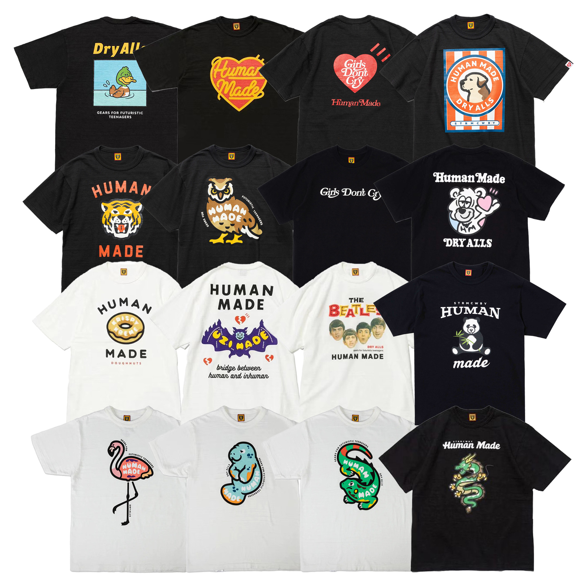

HUMAN MADE Fun Print Bamboo Cotton Short Sleeve T-Shirt for Men Women, 13