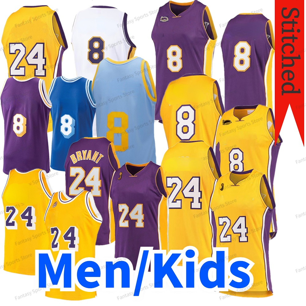 

MN Men Kids Retro Basketball Jersey 8 Jersey 24 Yellow Purple Mens Boys Shirts Jerseys Stitched Finals 60th, Men jersey