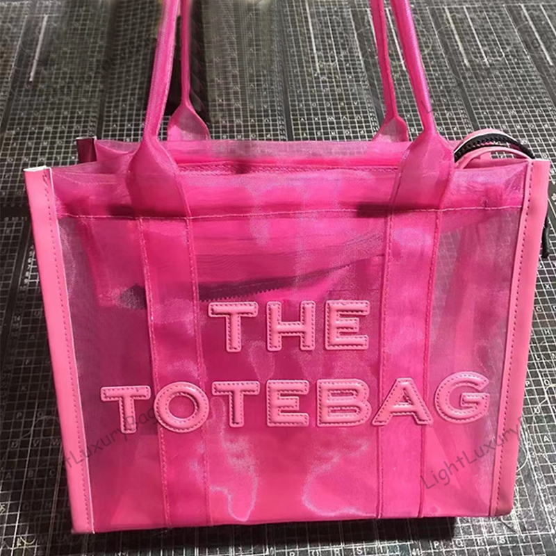 

7A Designer Candy Color Tote Bag High Quality Shoulder Bags Mesh Alphabet Portable Crossbody Luxury Fashion Classic Female Purses 230511, Pink