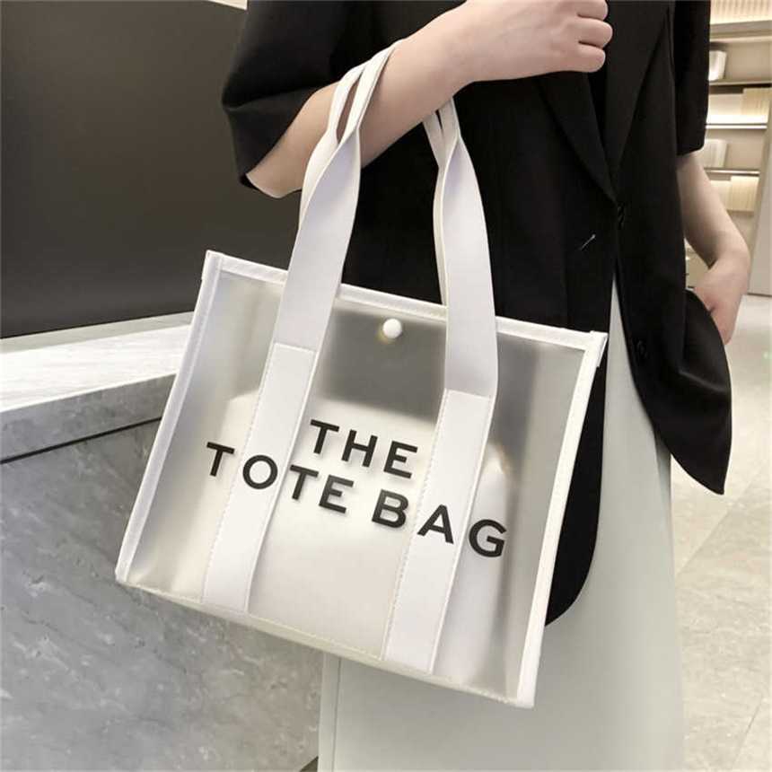 

32% 2023 Fashion handbag Fashionable Jelly Tote New Simple Style Hot Stamped THETOTEBAG Shoulder Bag for Women, White7