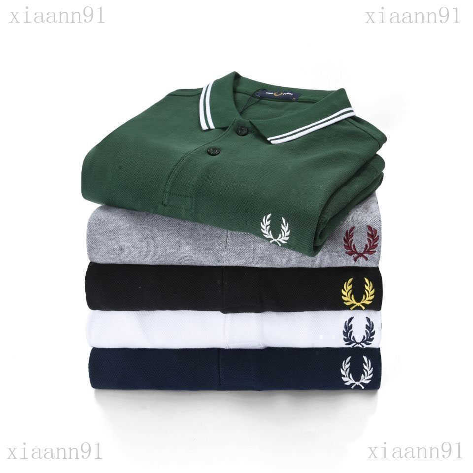 

New Designer fashion Luxury Fred Perry Classic polo shirt summer English cotton Ear of wheat short sleeve Mens and women crescent embroidery casual business T-shirt