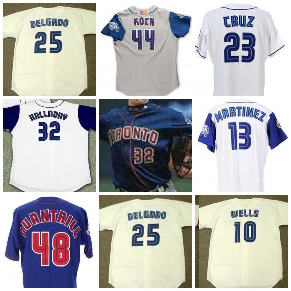 

Baseball Jerseys NEW College Baseball Wears 2001 Blue jay 25th Anniversary Patch Baseball Jerseys 10 Vernon Wells 23 Jose Cruz 25 Carlos Delgado Chris Carpen, As shown in illustration