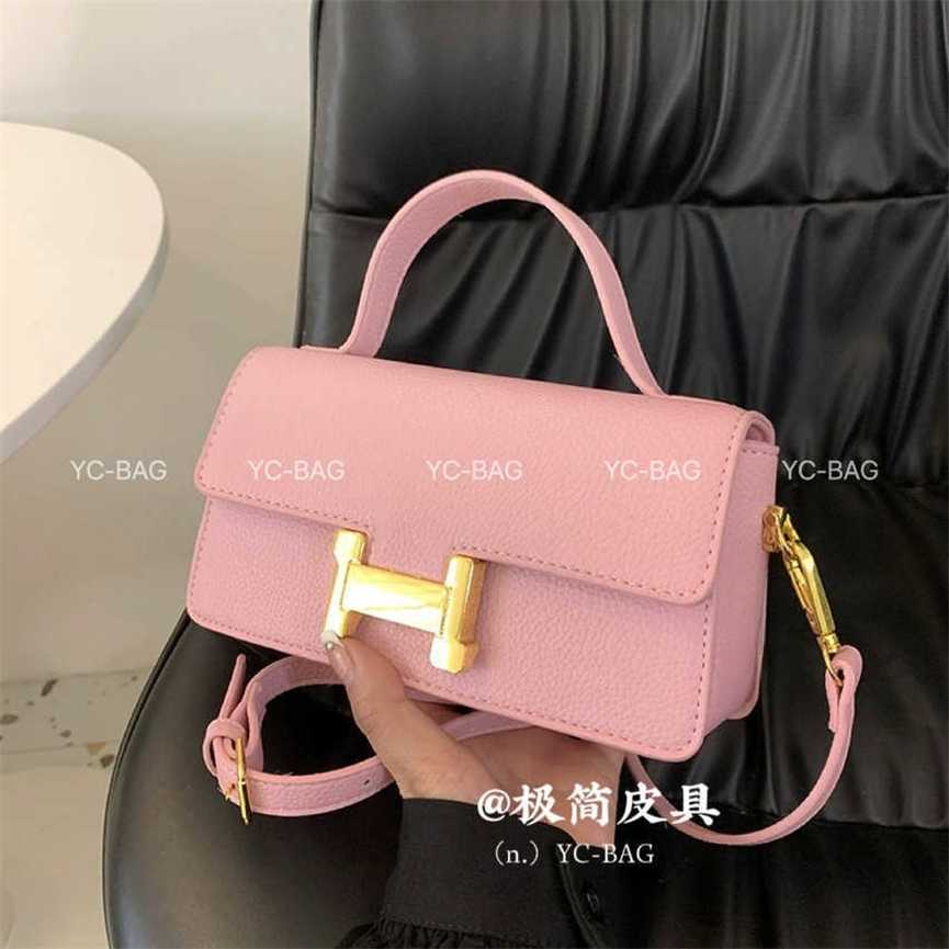 

30% OFF 2023 handbag Handheld French Stick Shoulder H Buckle Crossbody New Fashion niche Live Women's Bag Versatile, Black10