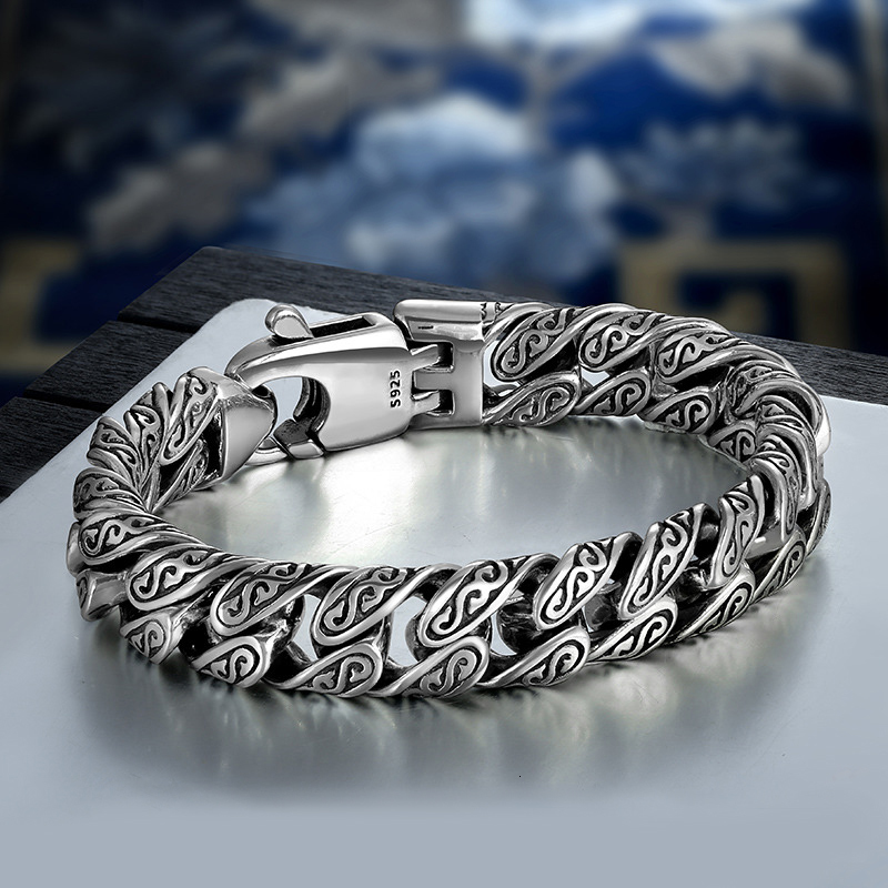 Chaîne HX Version Améliorée de Personnalisé Tang Herbe Motif Bracelet Hommes Section Épaisse Garçons Hiphop Rue Hipster Mode Femmes 230511