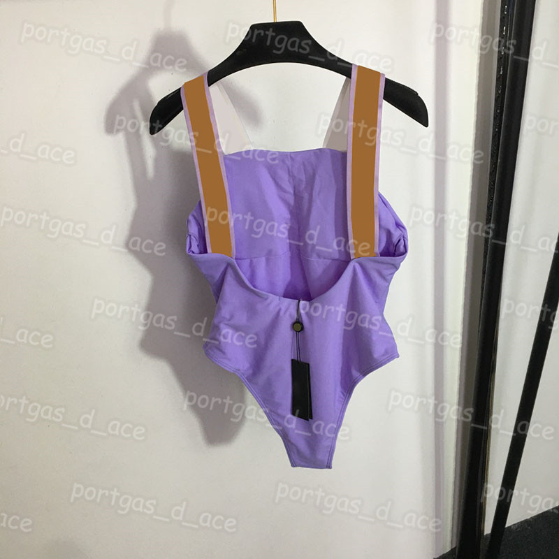 

Luxury Women Swimwear One Piece Backless Swimsuit Push Up Padded Removable Bathing Suit, Purple wirh label