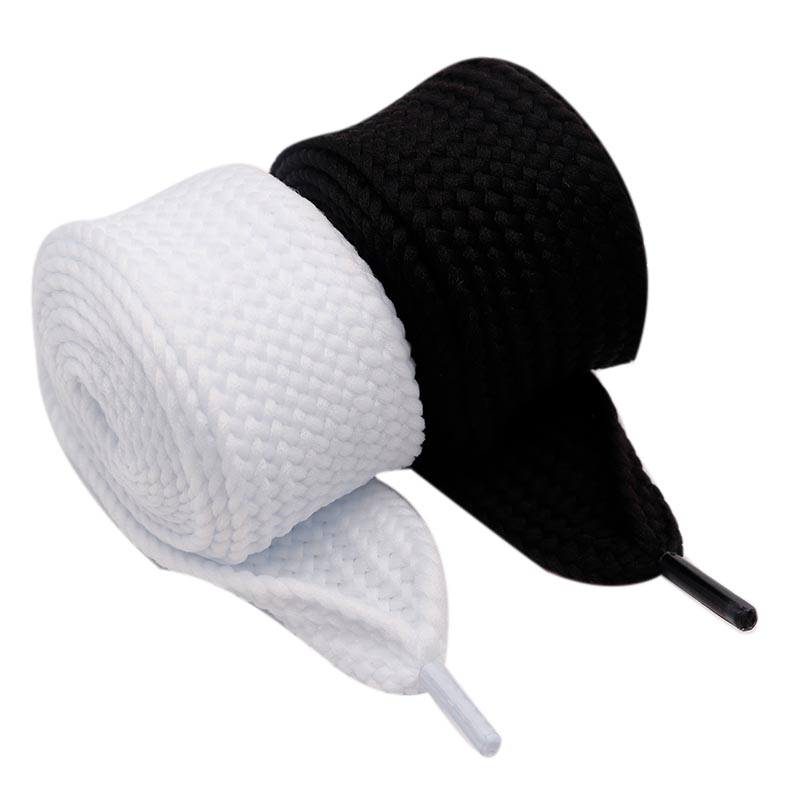 Coolstring Lacets Larges 4 cm Noir et Blanc Plat Solide Haute Qualité Cordon Sweat Taille Enfants et Adultes