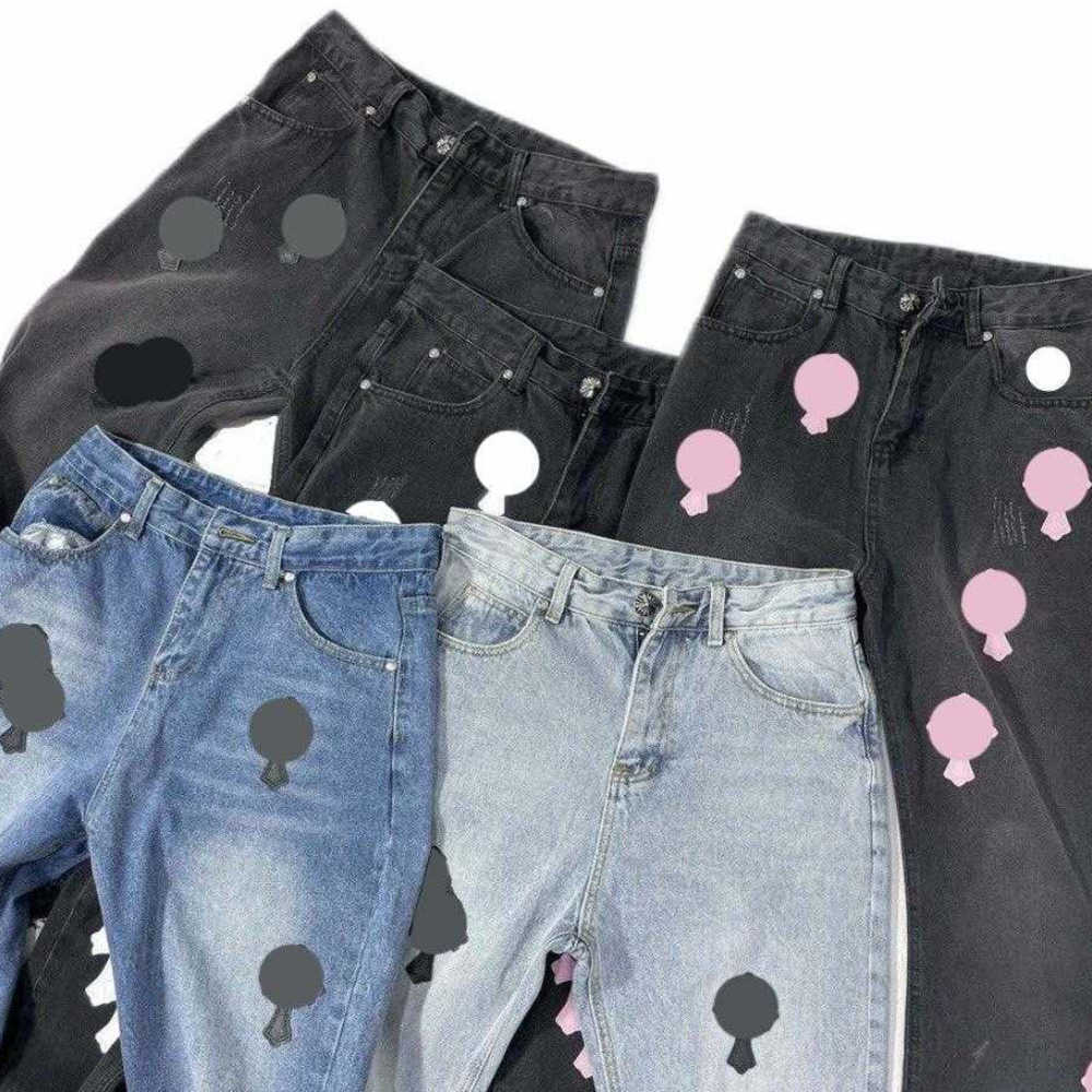 

Designer Clothing Mens Jeans Denim Pants Chromes Cross 2023 Ch Men's Pants Make Old Washed Straight Trousers hearts Prints Women Men Long Style Hearts
