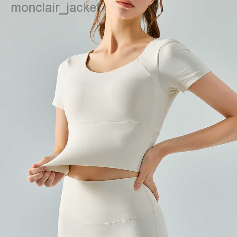 

Designer Women T Shirt New Female Collar Leisure Sports Fitness Yoga Outdoor Running Tennis Half Fixed Chest Cushion Short Sleeve, Black