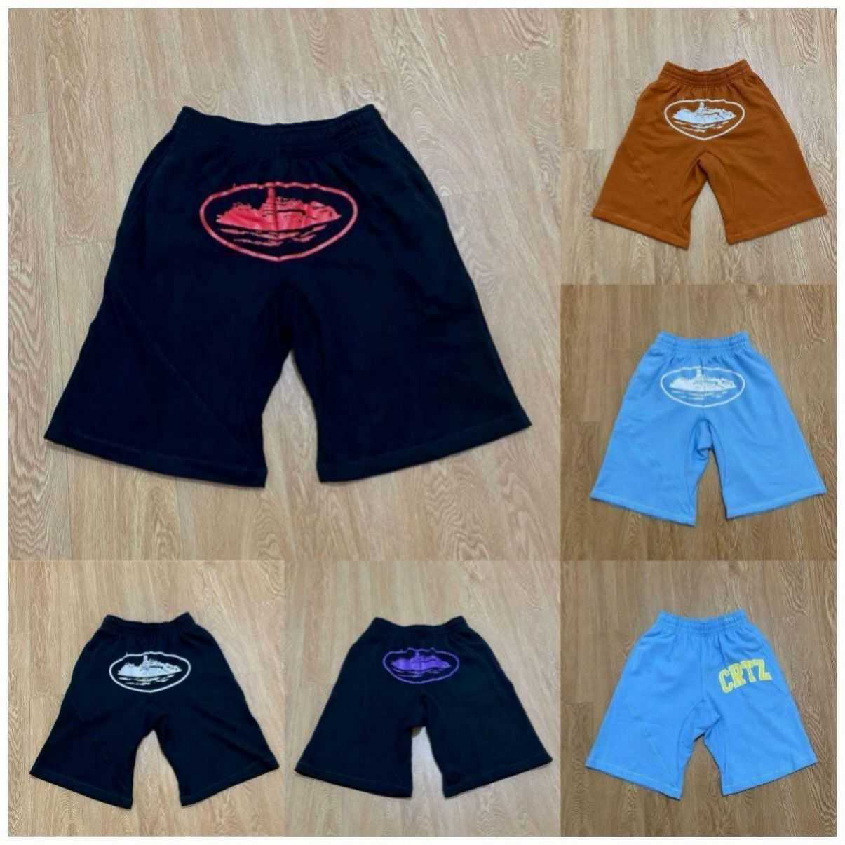 

Men's Shorts Mens Ship Print Corteiz Ins Fashion Hip Hop Skateboarding Casual Pants for and All c45, Black yellow edge