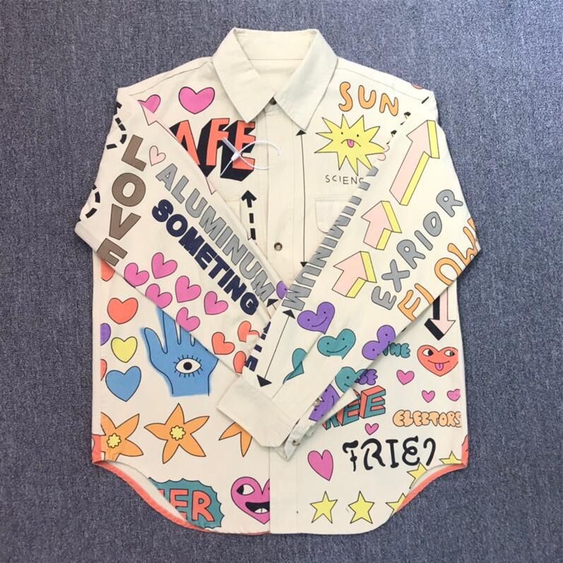 

Vintage Graffiti Painting Cargo Jacket Men Women 2023ss Casual Apricot Coats Jacket