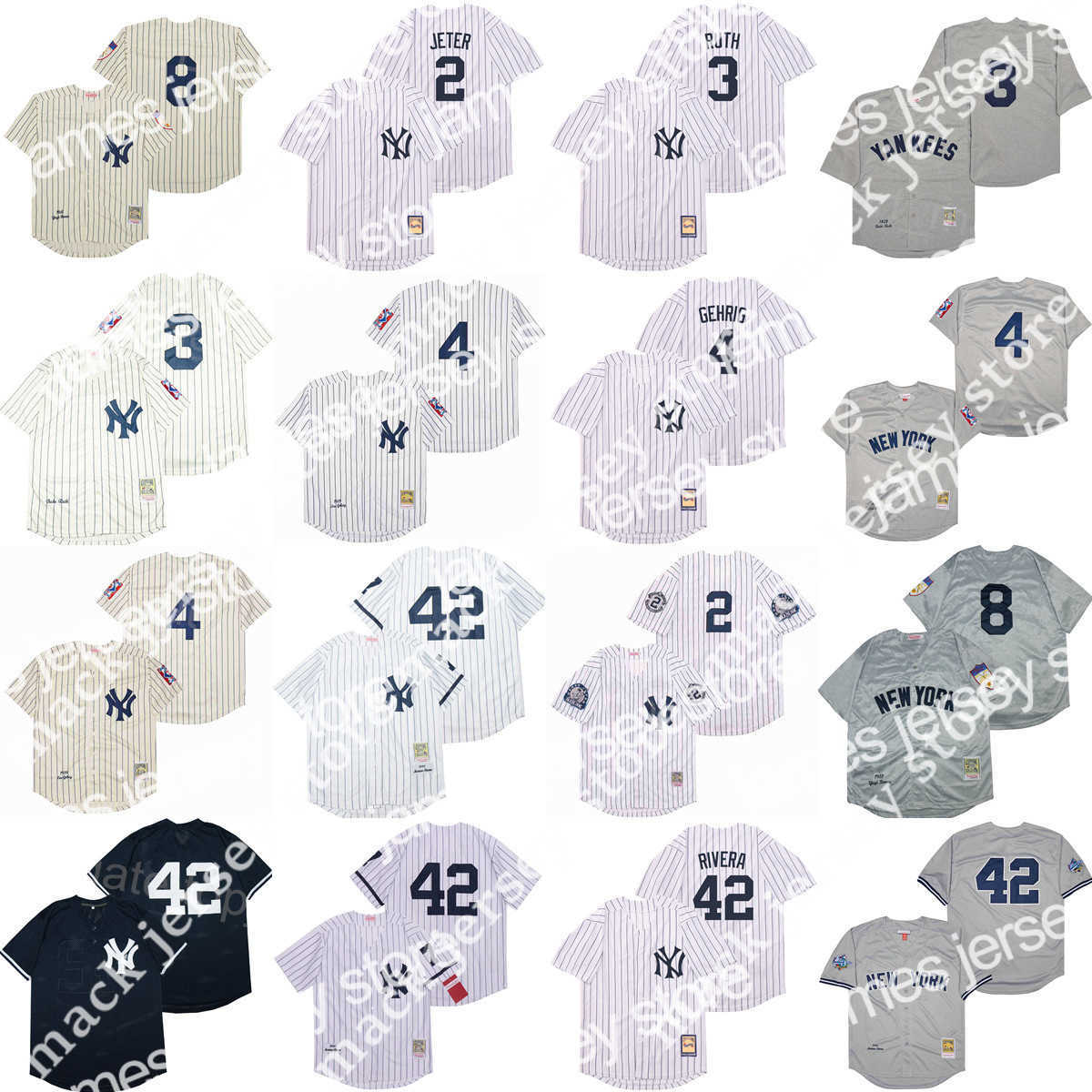 

24 Retro 1995 1998 Vintage Baseball 42 Mariano Rivera Jersey 8 Yogi Berra 23 Don Mattingly 3 Babe Ruth 4 Lou Gehrig 2 Derek Jeter Stitched Cool, 1939 retro