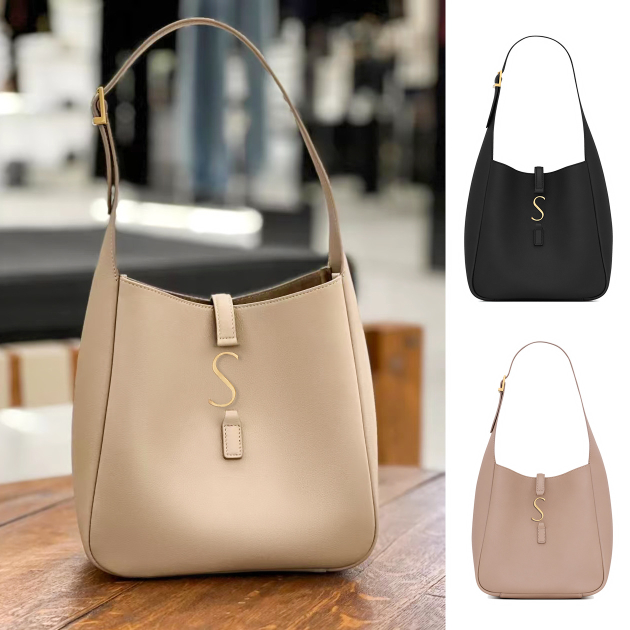 

Women's Luxury le5a7 hobo saddle Shoulder Bag Genuine leather tote handbag man purse wallet crossbody Designer classic clutch top handle strap black hand Bags