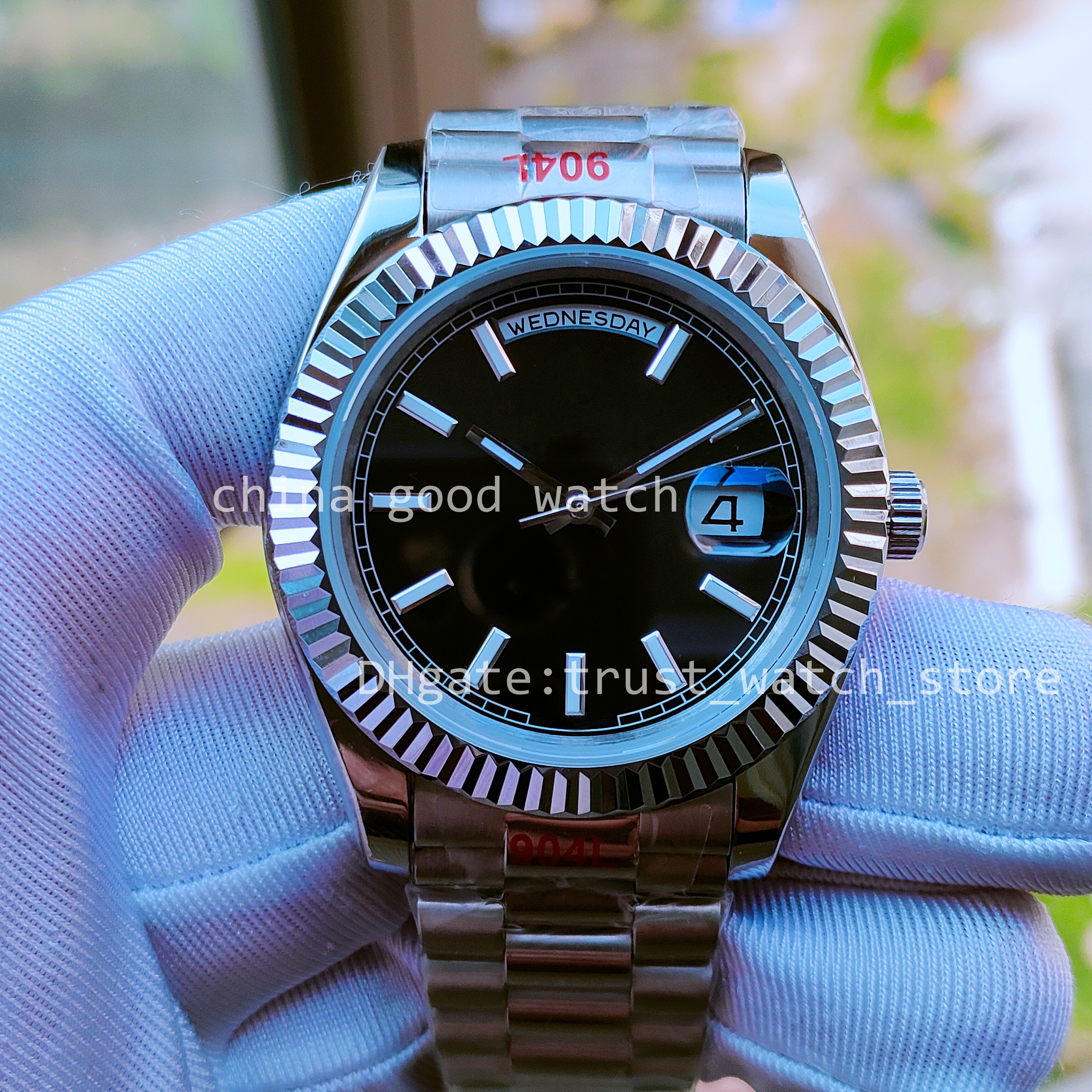 

Men Size Watch Super Factory Date Black Dial Wristwatches Automatic Movement Sapphire Glass 40MM U1f Dive V2 Strap Waterproof Luminous Watches New Original Box, Green bag