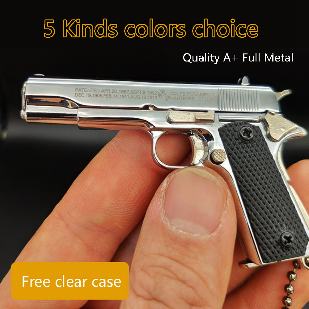 

5 Colors 1911 Pistol Gun Full Metal Quality Keychain Gun Model Toy Miniature Alloy Pistol Collection Toy Gift Pendant 2081
