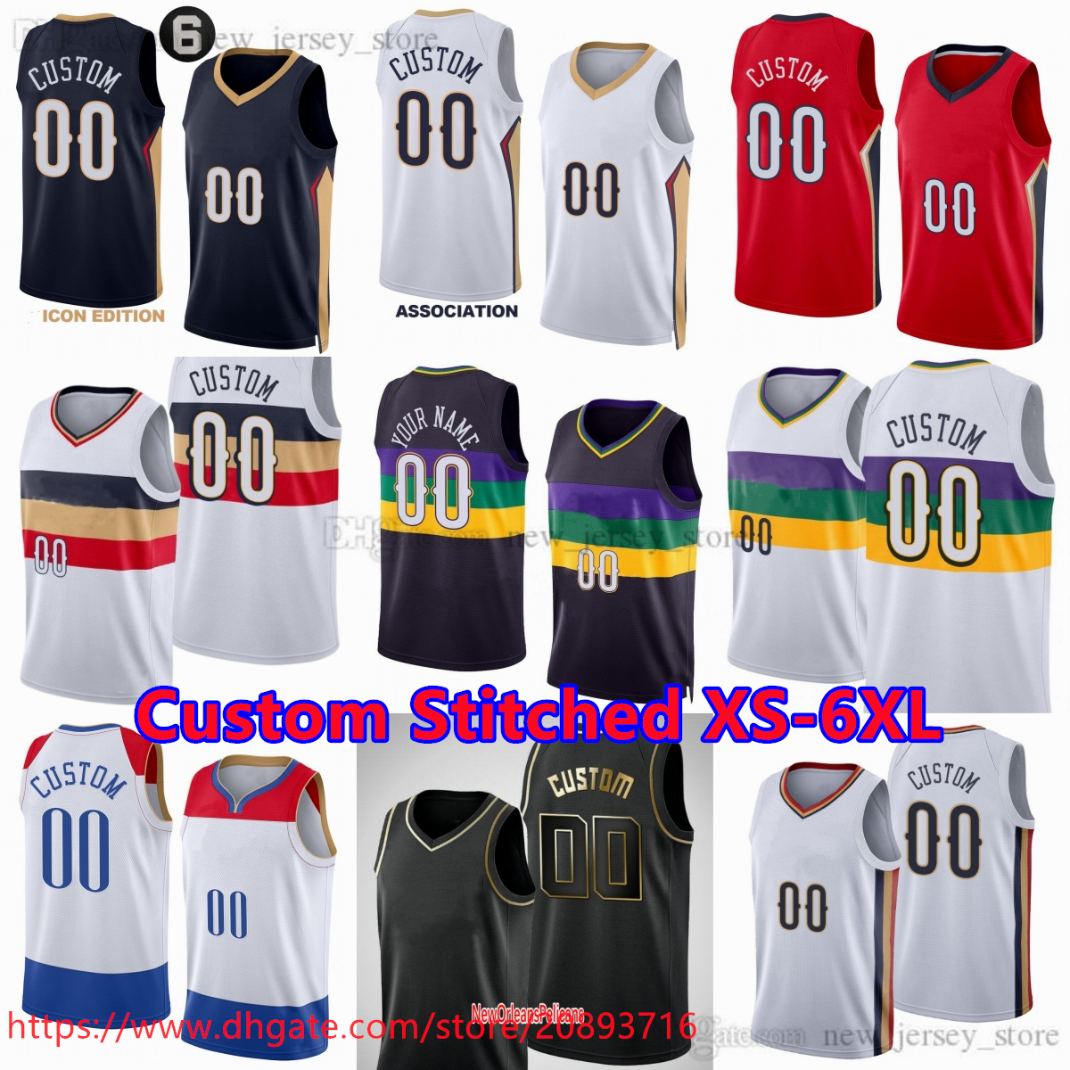 

Custom Stitched XS-6XL Basketball Jersey 14 BrandonIngram 1Williamson 3McCollum 17 JonasValanciunas 22 LarryNance Jr. 13 KiraLewis Jr. 25 TreyMurphy III Jerseys, Stitched jersey