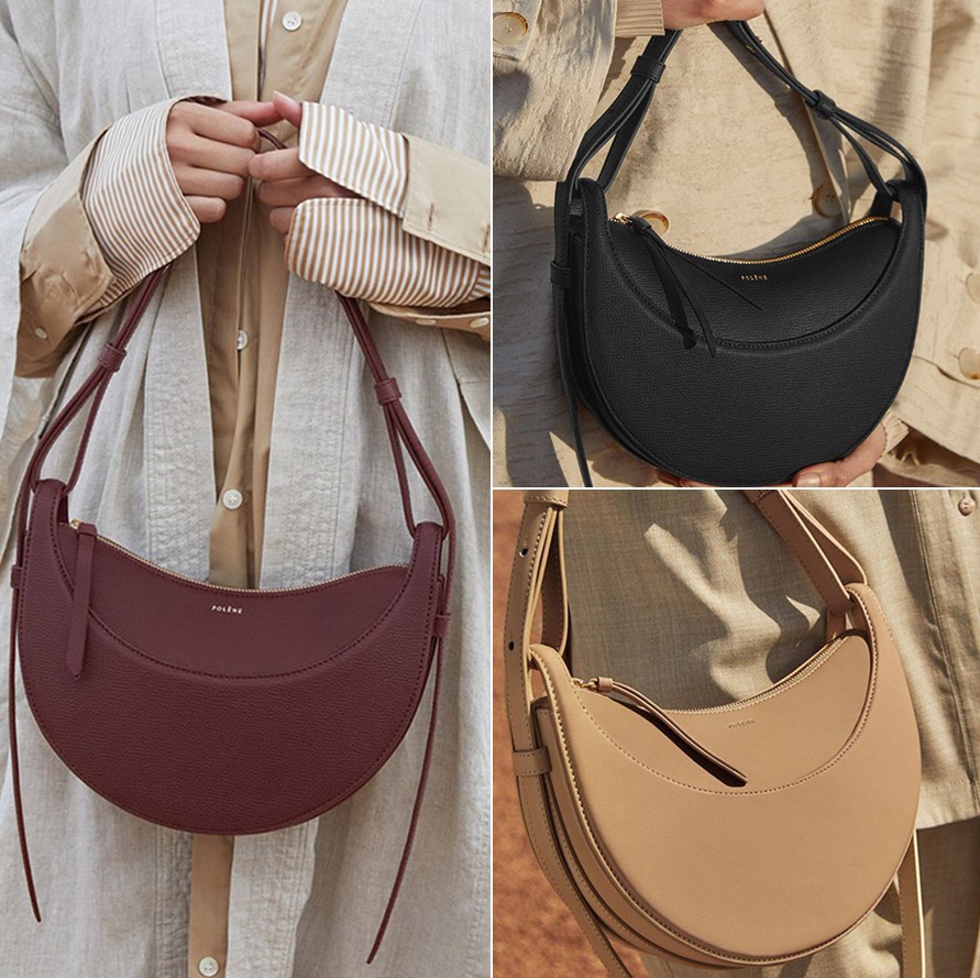 

TOP New Bag Polene Exquisite Leather Half Moon Bag Designer Shoulder Bag Handbag Wallet Messenger Underarm Bag, Color1