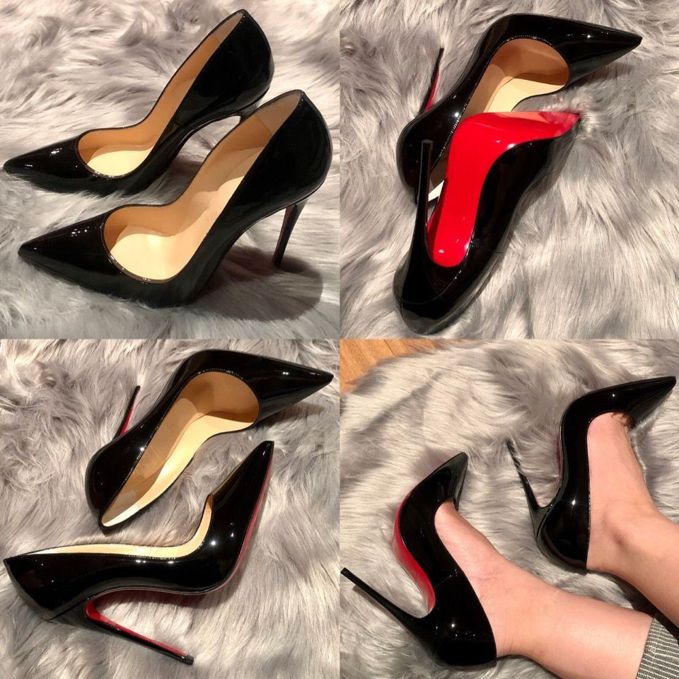 

Women High Heel Shoes Brand Sandals Red Shiny Bottoms 8cm 10cm 12cm Thin Heels Pointed Sexy Wedding Shoes Nude Black Patent Leather Women's Pumps 34, Brown