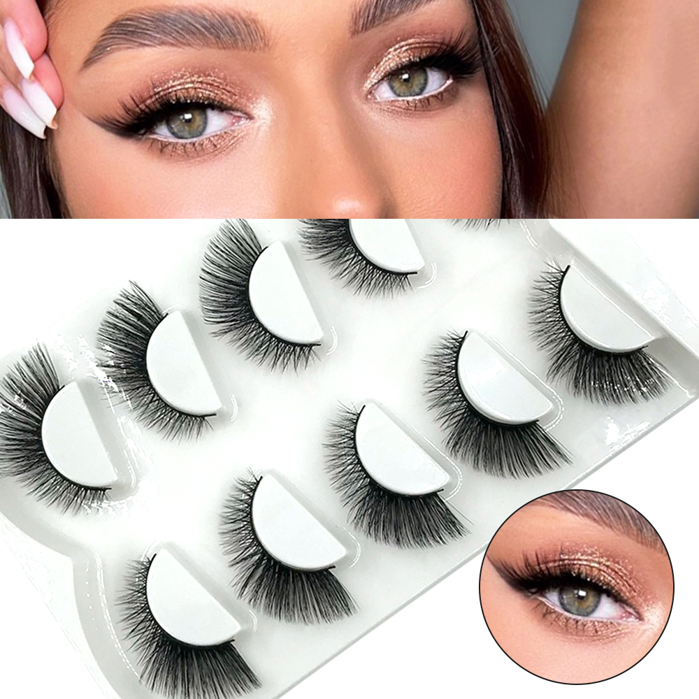 

8-15MM Cat Eye Mink Lashes Bulk Wholesale 5 Pairs Winged End Eye Elong Half False Eyelashes Natural Faux Mink Eyelashes Makeup DJ